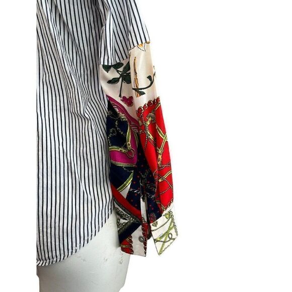 Bonage Spirit of Denim Ladies Small Button Front Shirt Striped Nautical Blouse - Picture 5 of 8